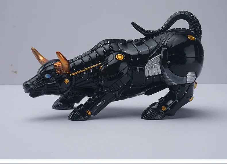 Anyhouz Home Figurine Black Mechanical Bull Resin for Living Room Desktop Decoration Accessories Gifts-Sculptures &amp; Statues-PEROZ Accessories