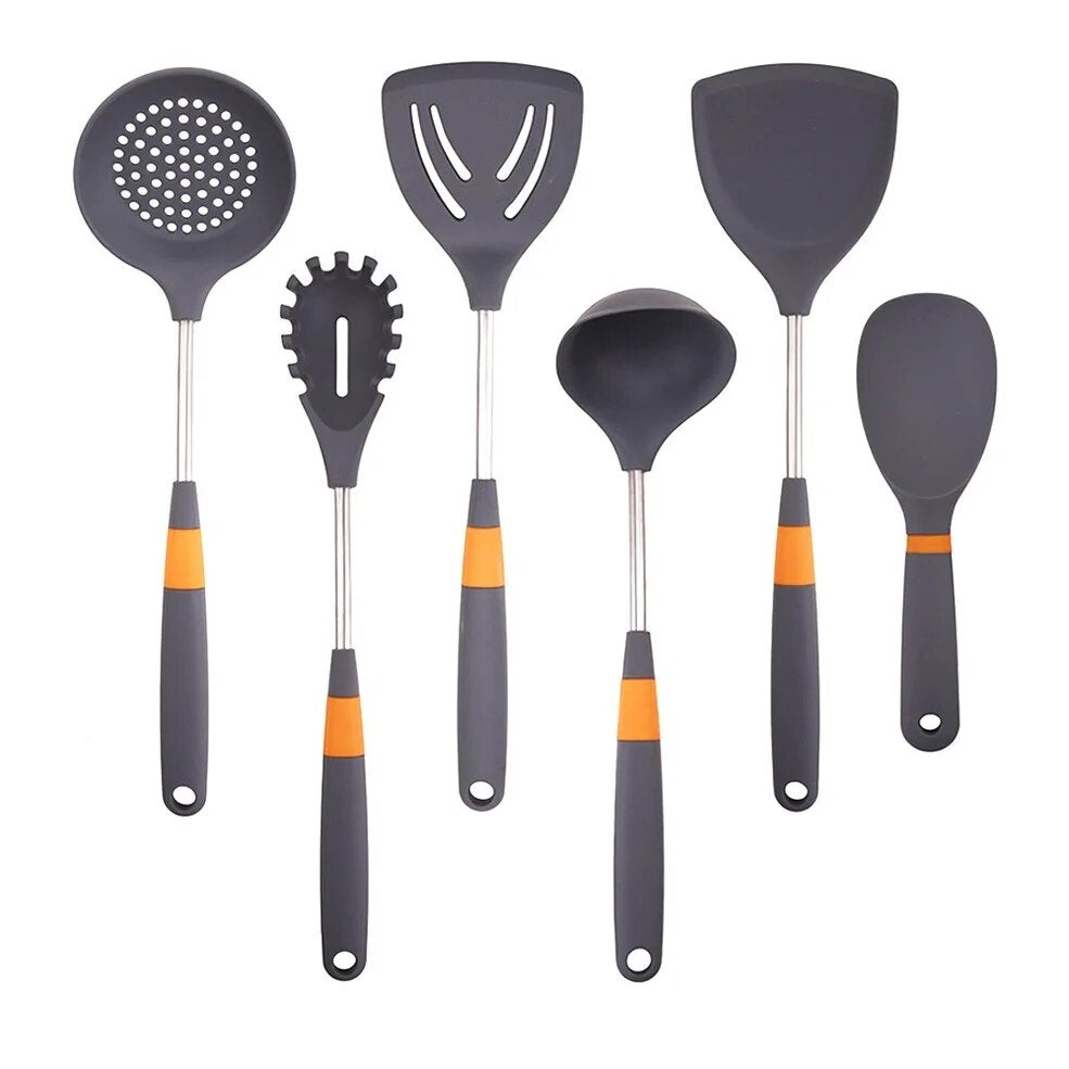 Anygleam Cooking Utensil 5 Set Grey Heat Resistant Tools Spatula Kit 1 Rice Spatula Kitchen Accessories Kitchenware Paddle Scoop for Nonstick Cookware-Spatula and Shovel-PEROZ Accessories