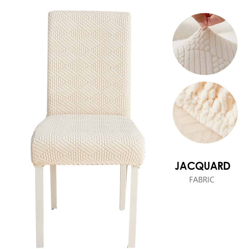 Anyhouz Chair Cover Beige Checkered Line Design with Anti-Dirt and Elastic Material for Dining Room Kitchen Wedding Hotel Banquet Restaurant-Chair Cover-PEROZ Accessories