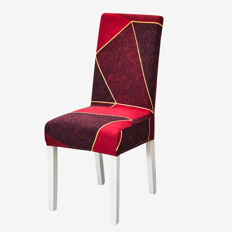 Anyhouz Chair Cover Red and Maroon with Shapes Design with Anti-Dirt and Elastic Material for Dining Room Kitchen Wedding Hotel Banquet Restaurant-Chair Cover-PEROZ Accessories