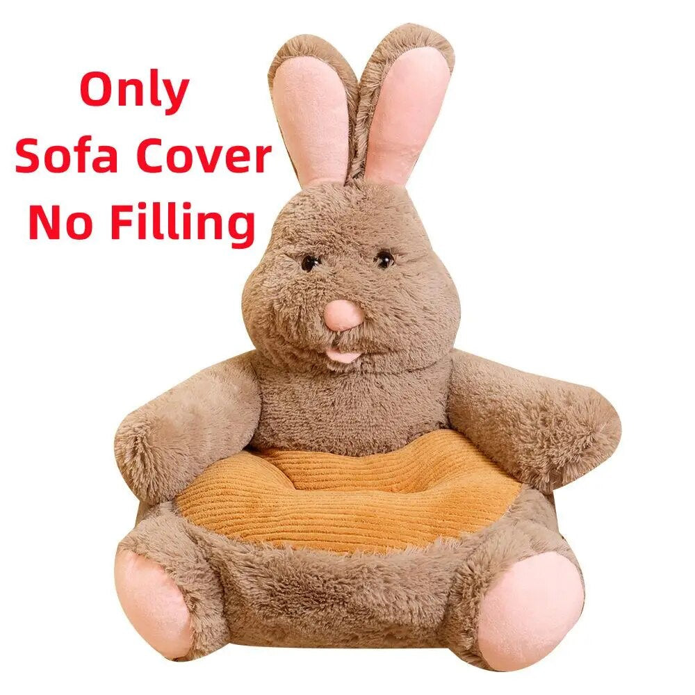 Anykidz Sofa Rabbit Skin/ Cover Only No Filling Inside Animal Shape Stuffed Soft Sofa Seat Cushion Room Decor for Kids-Kids Sofa-PEROZ Accessories