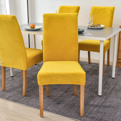 Anyhouz Chair Cover Turmeric Velvet Plush Stretch Chair Slipcover Elastic Spandex Chair Cover for Dining Room Kitchen Wedding Banquet Hotel-Chair Cover-PEROZ Accessories