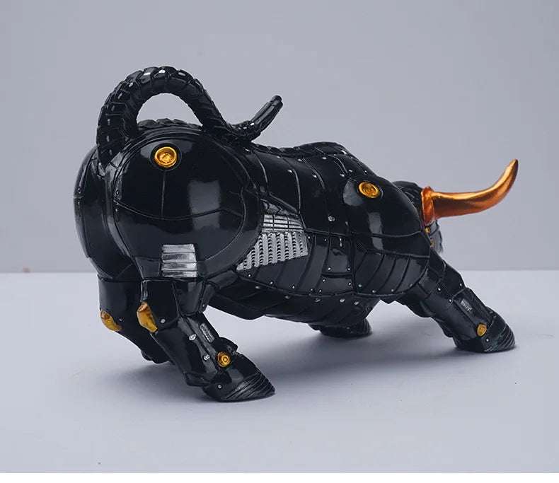 Anyhouz Home Figurine Black Mechanical Bull Resin for Living Room Desktop Decoration Accessories Gifts-Sculptures &amp; Statues-PEROZ Accessories