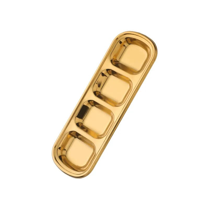 Anygleam Gold Stainless Steel 4 Grid Seasoning Sauce Dish Plates Dipping Kitchenware-Kitchen &amp; Dining-PEROZ Accessories