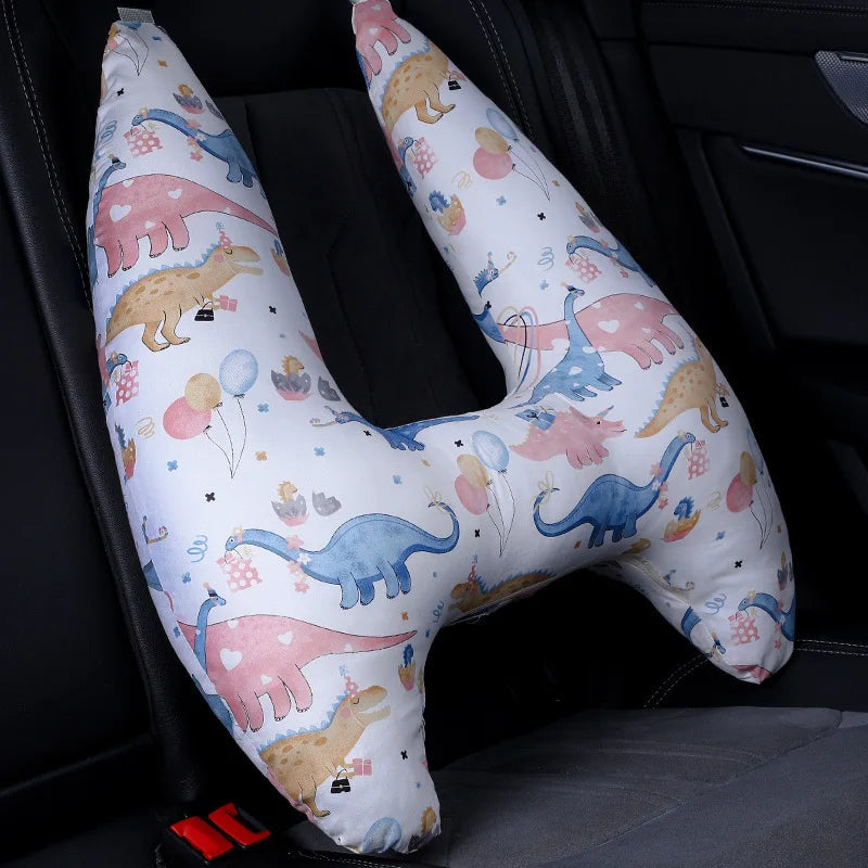 Anypack Car Travel Pillow UShape Pink Dinosaur Party Pattern Children Travel Pillow Cushion for Car Seat, Safety Neck Pillow for Kids-Neck Pillow-PEROZ Accessories