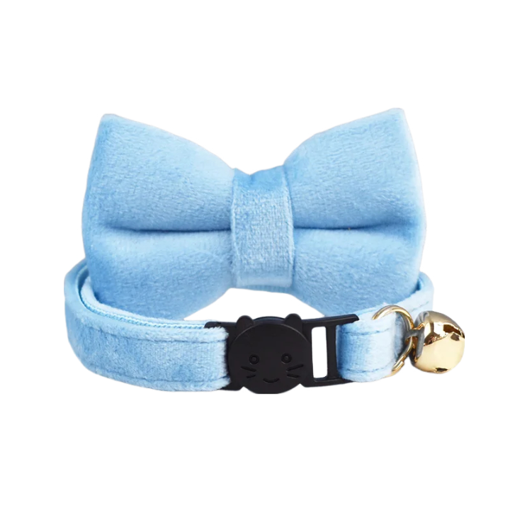 AnyWags Cat Collar Aqua Blue Bow Large with Safety Buckle, Bell, and Durable Strap Stylish and Comfortable Pet Accessory-Cat Supplies-PEROZ Accessories