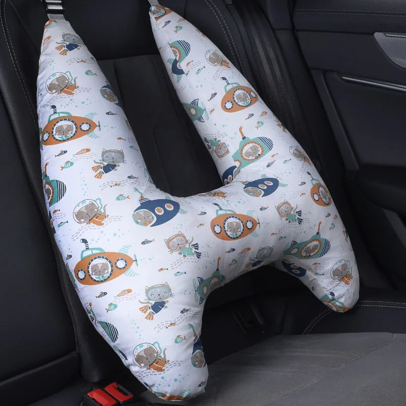 Anypack Car Travel Pillow UShape Submarine Pattern Children Travel Pillow Cushion for Car Seat, Safety Neck Pillow for Kids-Neck Pillow-PEROZ Accessories