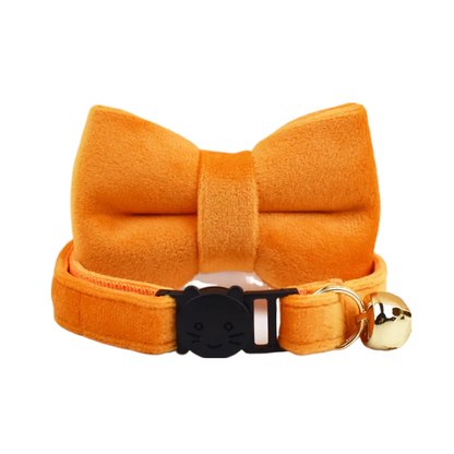AnyWags Cat Collar Sunset Orange Bow Large with Safety Buckle, Bell, and Durable Strap Stylish and Comfortable Pet Accessory-Cat Supplies-PEROZ Accessories