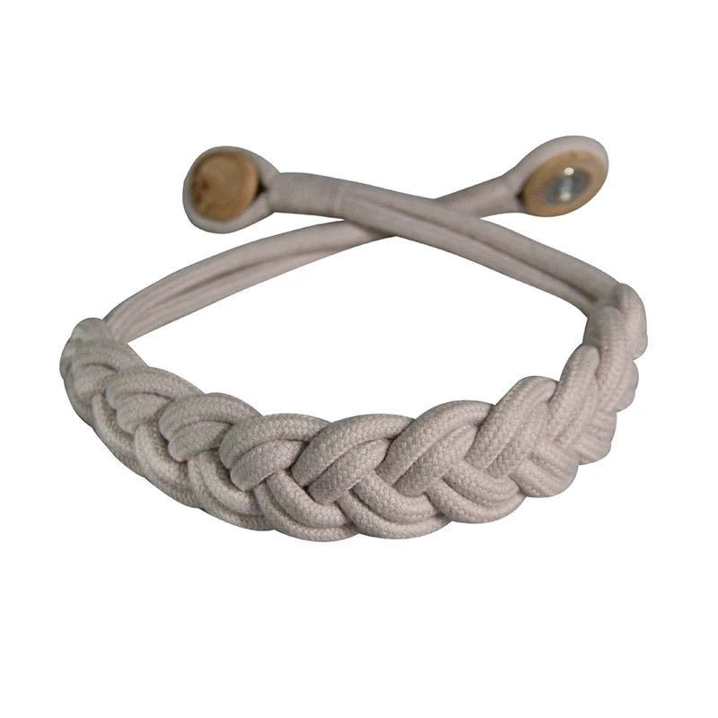 Anyhouz Curtain Tie Khaki Holder Cilp Handwork White Woven Cotton Magnet Curtain Tieback Buckle Accessories-Curtain Tie-PEROZ Accessories