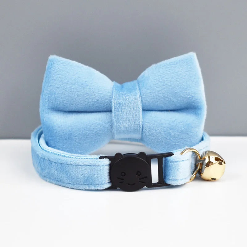 AnyWags Cat Collar Aqua Blue Bow Small with Safety Buckle, Bell, and Durable Strap Stylish and Comfortable Pet Accessor-Cat Supplies-PEROZ Accessories