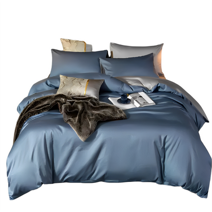 Anyhouz Duvet Comforter Set Queen Blue/ Light Grey Egyptian Cotton Thick Blanket Bedspread 4 Pcs Bed Set-Comforter-PEROZ Accessories
