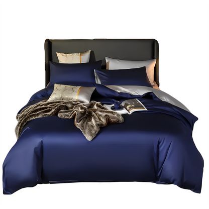 Anyhouz Duvet Comforter Set UK King Navy Blue/ Light Grey Egyptian Cotton Thick Blanket Bedspread 6 Pcs Bed Set-Comforter-PEROZ Accessories
