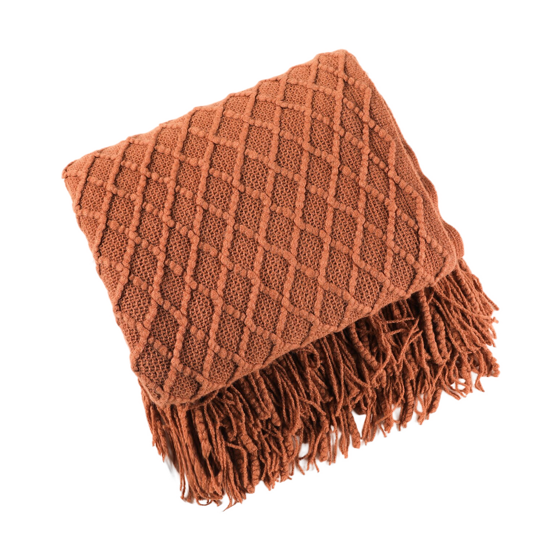 Anyhouz Red Blanket Faux Cashmere Sofa Cover Nordic Style Knit Plaid Throw Tassels Bedspread Golden Blanket for Spring Summer 127*172cm-Blankets-PEROZ Accessories