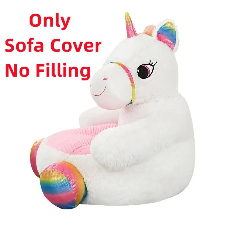 Anykidz Sofa Unicorn Skin/ Cover Only No Filling Inside Animal Shape Stuffed Soft Sofa Seat Cushion Room Decor for Kids-Kids Sofa-PEROZ Accessories