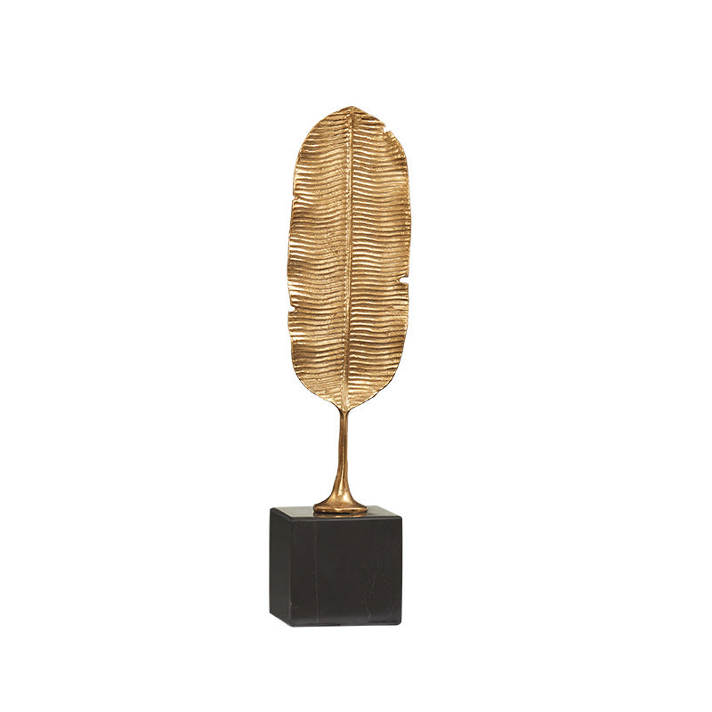 Anyhouz 37.5cm Gold Feather Sculptures Tabletop Home Decor Modern Art Living Room Display House Decorative Crafts Metal Ornaments-Ornaments-PEROZ Accessories