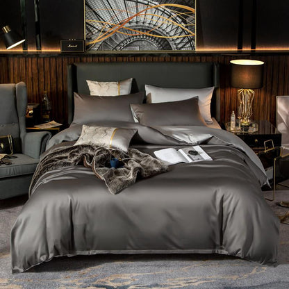 Anyhouz Duvet Comforter Set UK King Deep Grey/ Light Grey Egyptian Cotton Thick Blanket Bedspread 6 Pcs Bed Set-Comforter-PEROZ Accessories