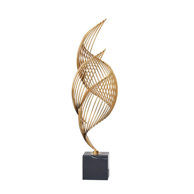 Anyhouz 46cm Spiral Leaves Luxury Gold Metal Tabletop Home Decor Modern Art Living Room Display House Decorative Crafts Metal Ornaments-Tabletop Decor-PEROZ Accessories