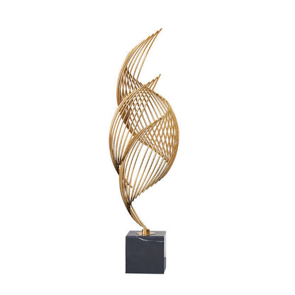 Anyhouz 46cm Spiral Leaves Luxury Gold Metal Tabletop Home Decor Modern Art Living Room Display House Decorative Crafts Metal Ornaments-Tabletop Decor-PEROZ Accessories