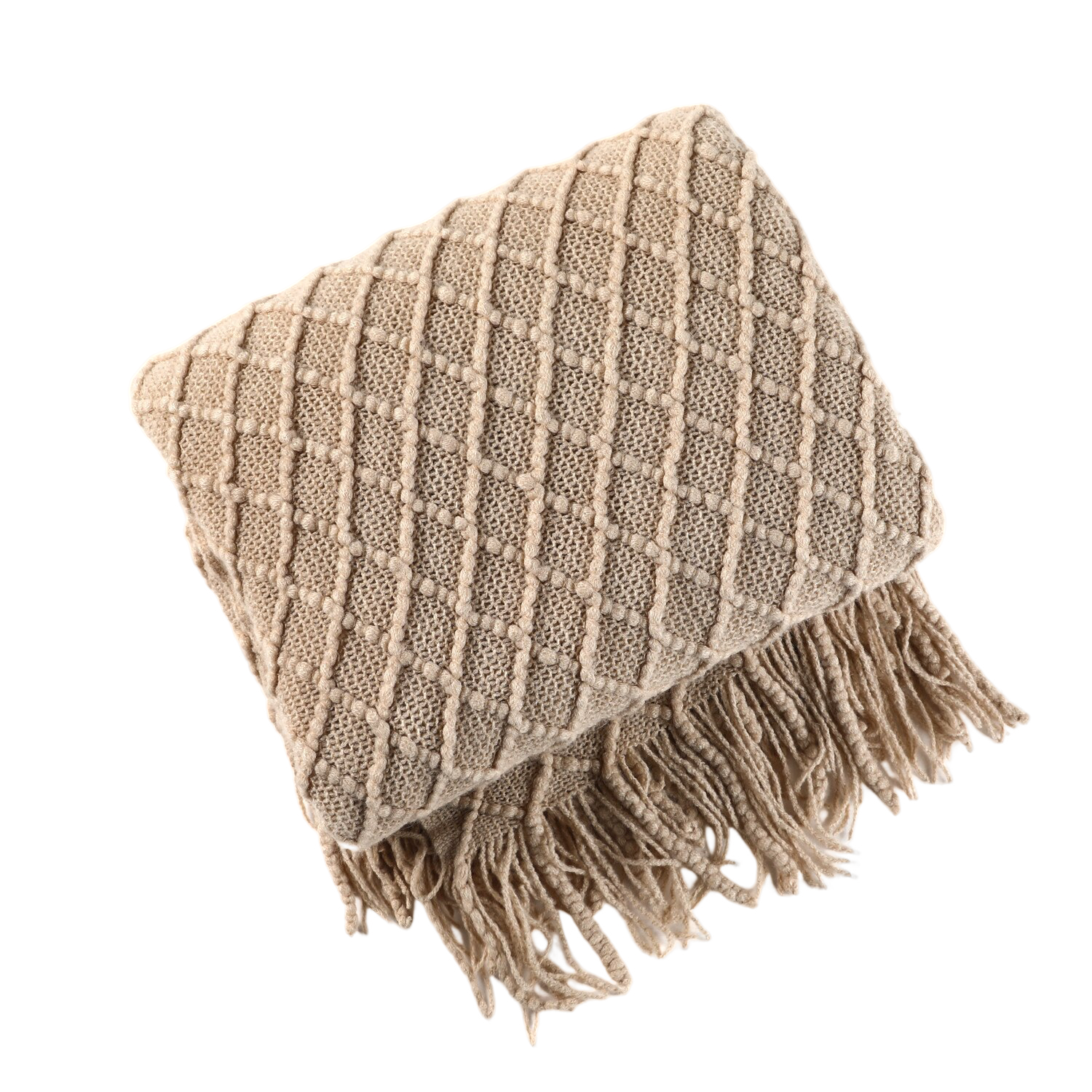 Anyhouz Khaki Blanket Faux Cashmere Sofa Cover Nordic Style Knit Plaid Throw Tassels Bedspread Golden Blanket for Spring Summer 130*230cm-Blankets-PEROZ Accessories