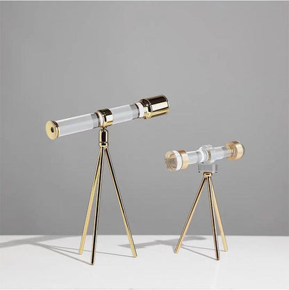 Anyhouz 13*28.5*30cm Modern Crystal Telescope Sculpture Tabletop Home Decor Modern Art Living Room Display House Decorative Crafts Metal Ornaments-Ornaments-PEROZ Accessories