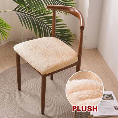 Anyhouz Chair Cover Beige Fur Stretch Seat Cover for Home Dinning Kitchen Washable Removable-Chair Cover-PEROZ Accessories