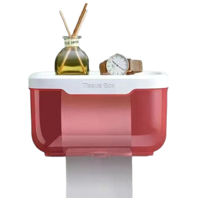 Anyhouz Paper Towel Dispenser Pink Wall Mounted Storage Box Phone Rack Portable Toilet Paper Holders Waterproof Shelf Bathroom Organizer-Bathroom and Toilet Accessories-PEROZ Accessories