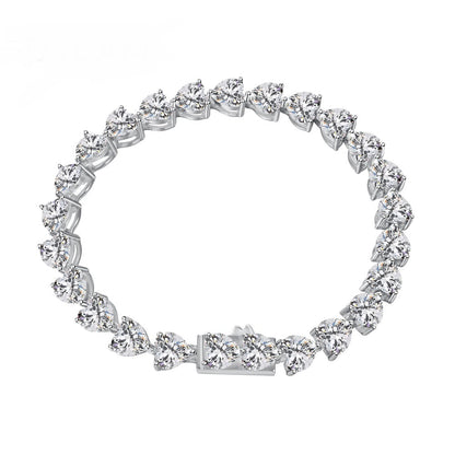 Anyco Bracelet Classic Iced Out Heart Shape Tennis Bracelet Sterling Silver Cz Cubic Zirconia Bracelet 925 Silver Bracelets For Women-Bracelets-PEROZ Accessories