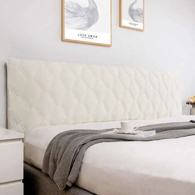 Anyhouz Headboard Cover Beige Zigzag Pattern Super Soft Smooth Quilted Velvet Bed Back Dust Protector Cover 170x70cm-Bed Headboard-PEROZ Accessories