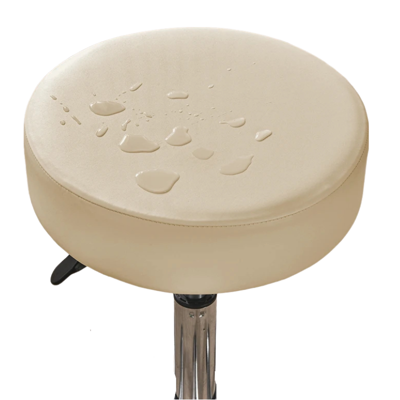 Anyhoux Barstool Cushion Cover Beige Elastic Bands Slipcover for Swivel Chair Barstool Washable PU Leather Cushion Cover-Chair Cover-PEROZ Accessories