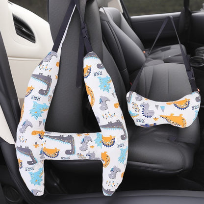 Anypack Car Travel Pillow White Dinosaur 1 Set for Kids and Adult Neck Head Support H-Shape Travel Pillow-Neck Pillow-PEROZ Accessories