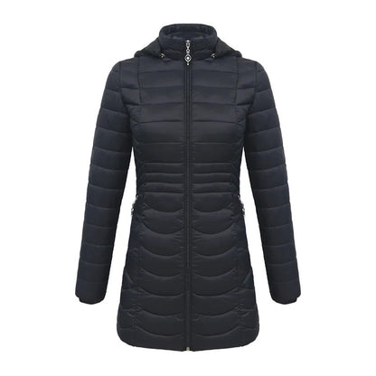 Anychic Womens Padded Puffer Jacket Medium Black Ultralight Coat With Detachable Hood Lightweight Outwear Clothing-Coats &amp; Jackets-PEROZ Accessories