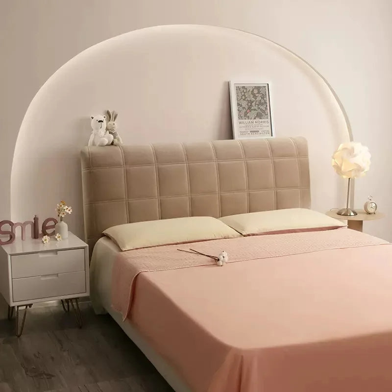 Anyhouz Headboard Cover Square Coffee Super Soft Smooth Quilted Velvet Bed Back Dust Protector Cover 130x70cm-Bed Headboard-PEROZ Accessories