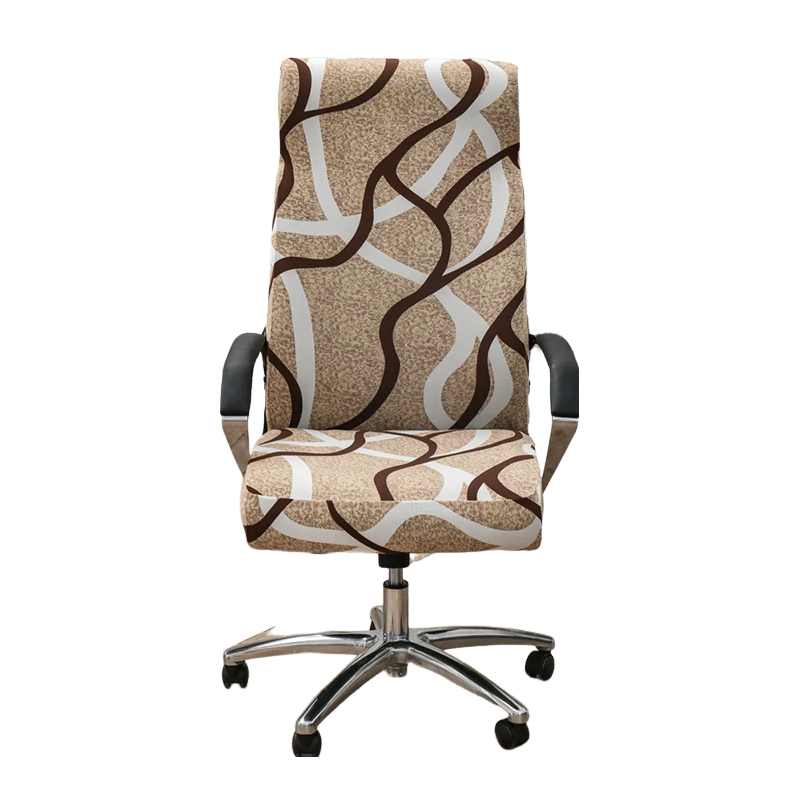 Anyhouz Office Chair Cover Brown Wave Line Medium Non-Slip Rotating Seat Case Universal Armrest Chair Protector-Chair Cover-PEROZ Accessories
