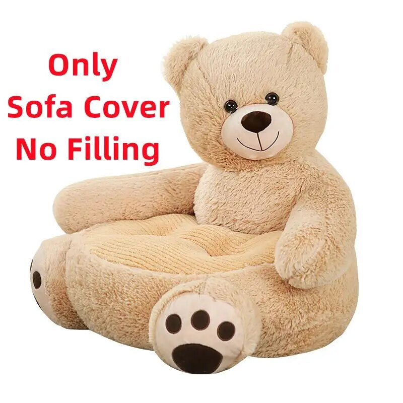 Anykidz Sofa Beige Bear Skin/ Cover Only No Filling Inside Animal Shape Stuffed Soft Sofa Seat Cushion Room Decor for Kids-Kids Sofa-PEROZ Accessories