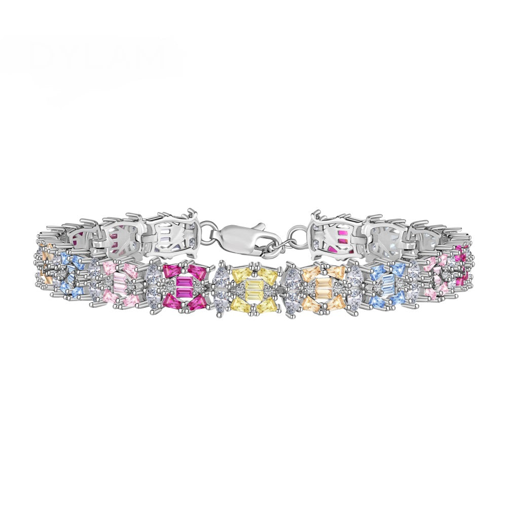 Anyco Bracelet Waterdrop Pear Shape 925 Sterling Silver Bracelet Jewelry Set Cubic Zirconia Pink Stone Diamond Tennis Bracelets Women-Bracelets-PEROZ Accessories