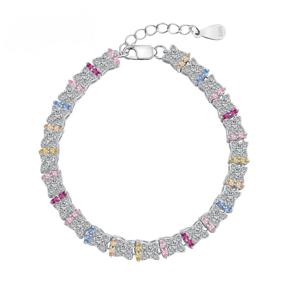 Anyco Bracelet Fine Jewelry Multi-Color S925 Silver Rainbow 5A Cz Cubic Zirconia Stone Diamond Tennis Chain Bracelets Women-Bracelets-PEROZ Accessories