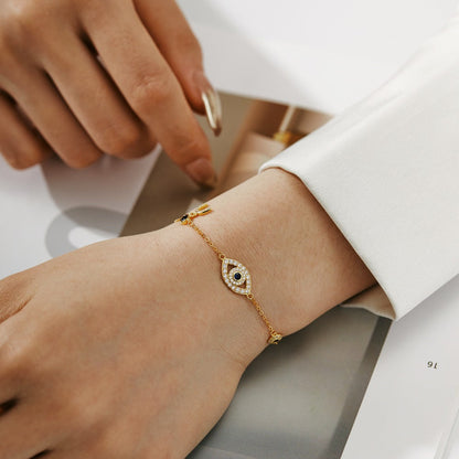 Anyco Bracelet High Quality Women Luxury Gold Plated Diamond Bracelet Jewelry Blue Stone Eyes Bracelets For Women-Bracelets-PEROZ Accessories