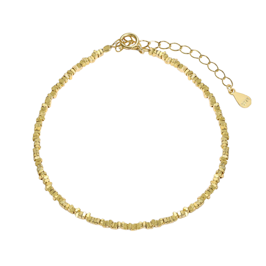 Anyco Bracelet Trendy Minimalist Design 925 Sterling Silver chain link 18K Gold Plated Beaded Bracelets Women-Bracelets-PEROZ Accessories