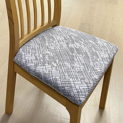 Anyhouz Chair Cover Grey Random Lines Print Stretch Seat Cover for Home Dinning Kitchen Washable Removable-Chair Cover-PEROZ Accessories
