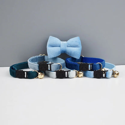 AnyWags Cat Collar Ice Blue Bow Large with Safety Buckle, Bell, and Durable Strap Stylish and Comfortable Pet Accessory-Cat Supplies-PEROZ Accessories