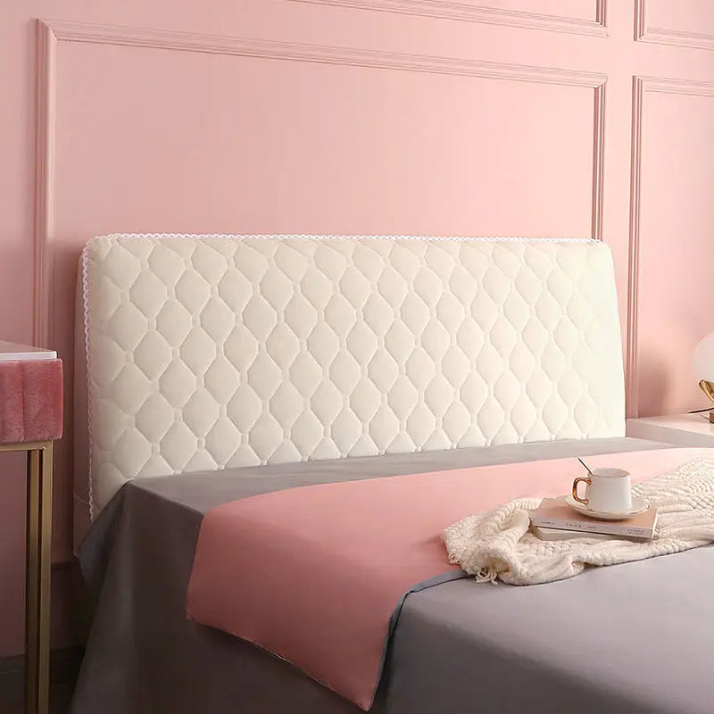 Anyhouz Headboard Cover Beige Diamond Pattern Super Soft Smooth Quilted Velvet Bed Back Dust Protector Cover 140x70cm-Bed Headboard-PEROZ Accessories