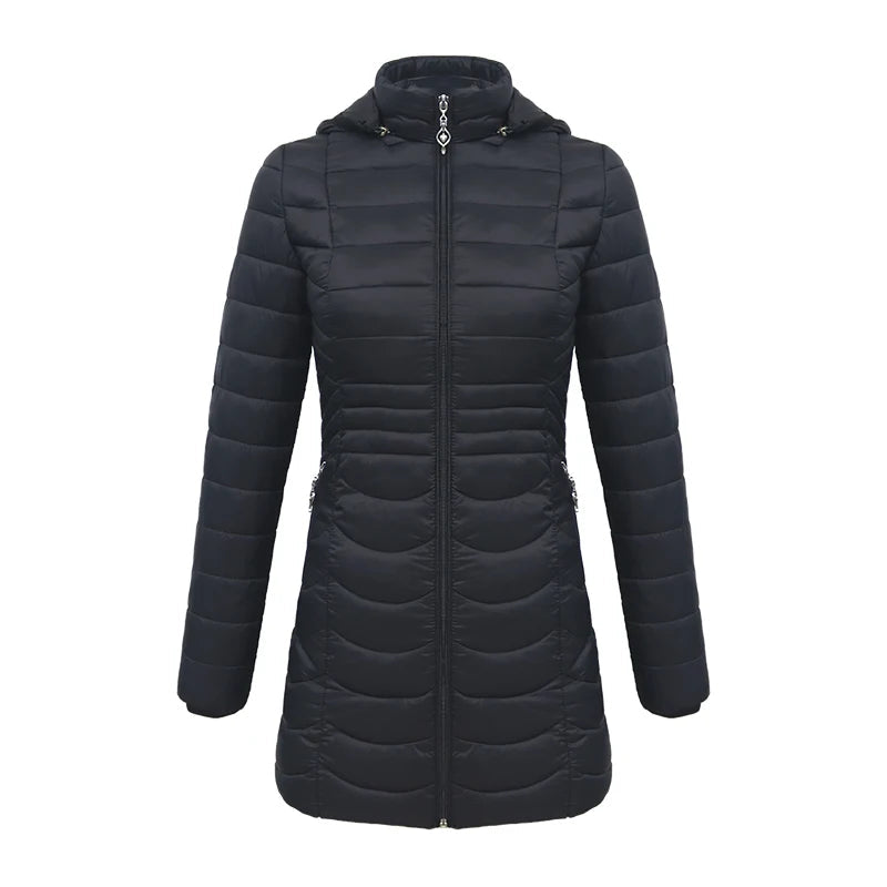 Anychic Womens Padded Puffer Jacket Small Black Ultralight Coat With Detachable Hood Lightweight Outwear Clothing-Coats &amp; Jackets-PEROZ Accessories