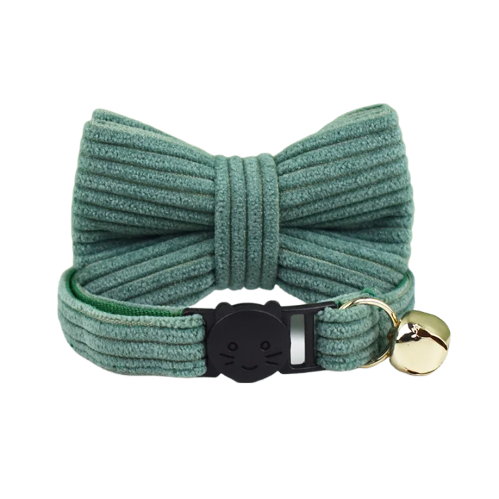 AnyWags Cat Collar Hunter Green Bow Large with Safety Buckle, Bell, and Durable Strap Stylish and Comfortable Pet Accessory-Cat Supplies-PEROZ Accessories