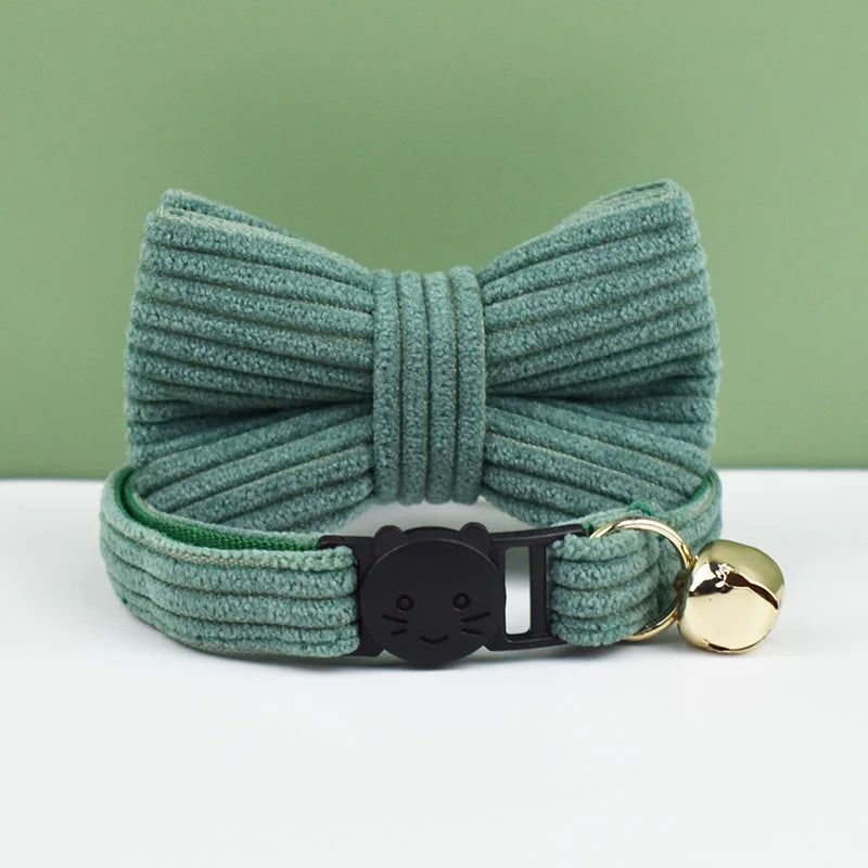 AnyWags Cat Collar Hunter Green Bow Small with Safety Buckle, Bell, and Durable Strap Stylish and Comfortable Pet Accessor-Cat Supplies-PEROZ Accessories