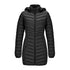 Anychic Womens Padded Puffer Jacket Medium Black Ultralightweight Long Parka With Detachable Hood Outdoor Warm Clothes-Coats & Jackets-PEROZ Accessories