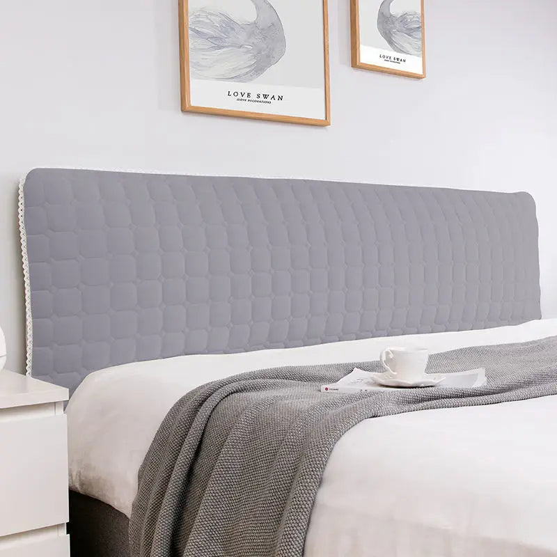Anyhouz Headboard Cover Light Gray Cube Pattern Super Soft Smooth Quilted Velvet Bed Back Dust Protector Cover 160x70cm-Bed Headboard-PEROZ Accessories