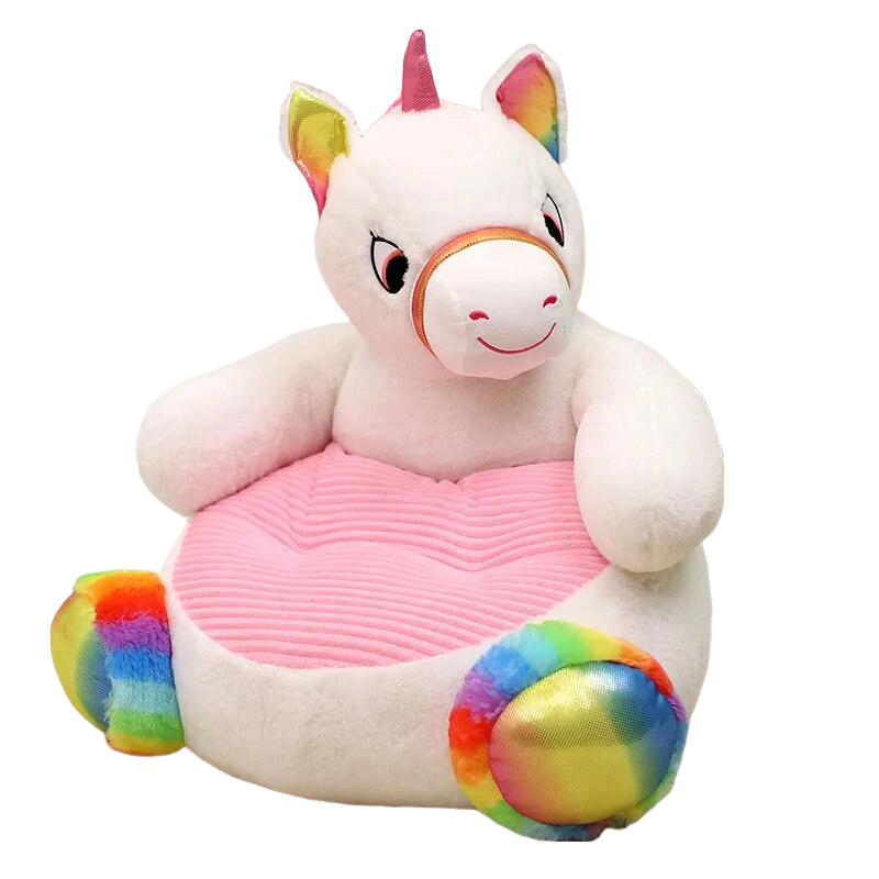 Anykidz Sofa White Unicorn Animal Shape Stuffed Soft Sofa Seat Cushion Room Decor for Kids-Kids Sofa-PEROZ Accessories