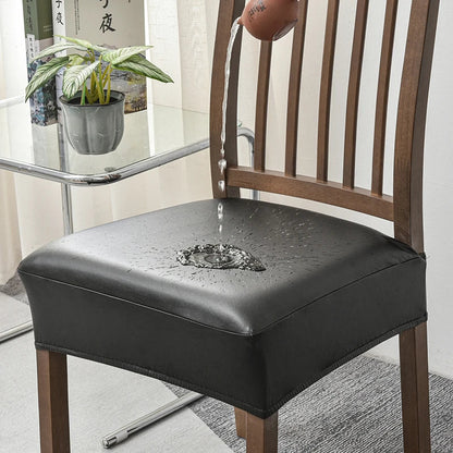Anyhouz Chair Cover Black PU Leather Seat Slipcover Chair Cover for Kitchen Hotel Banquet Dining Living Room-Chair Cover-PEROZ Accessories