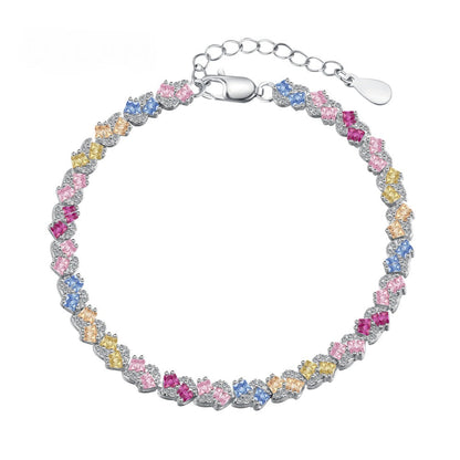Anyco Bracelet Custom Cuban Chain Link 925 Silver Men Women Bracelet Jewelry Iced Out Fully Rainbow Cz Diamond Tennis Bracelets-Bracelets-PEROZ Accessories