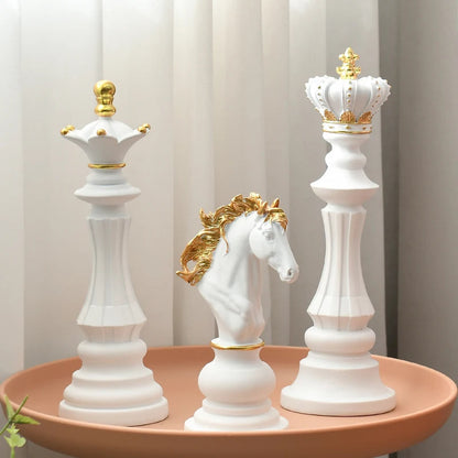 Anyhouz Home Figurine Chess Piece White Knight Medium Resin for Living Room Desktop Decoration Accessories Gifts-Sculptures &amp; Statues-PEROZ Accessories